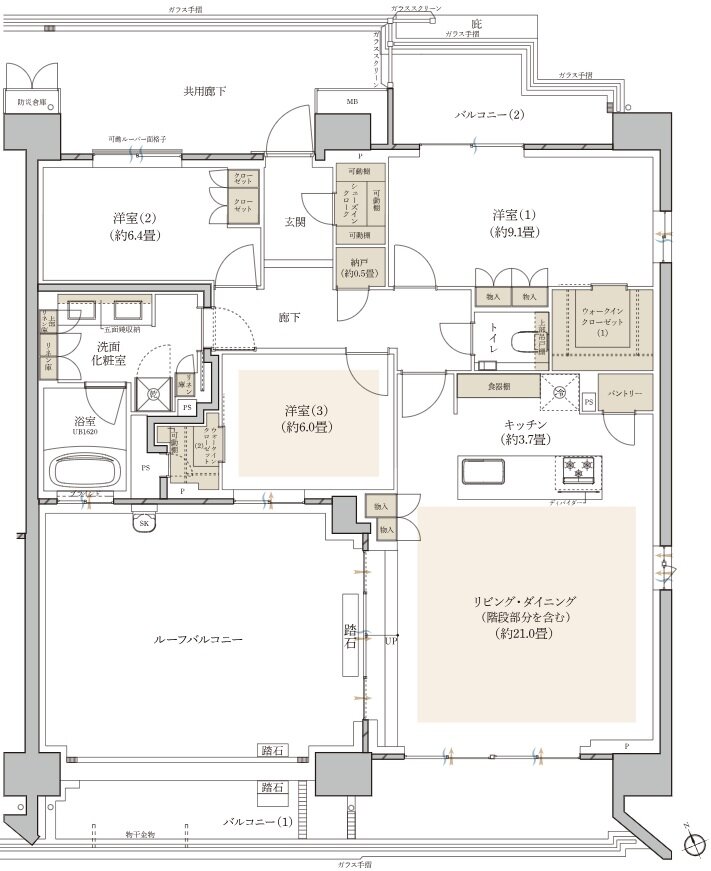 プラウド市川一丁目フロント 間取り PCr type