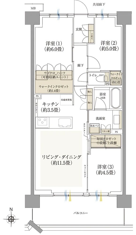 ルネ鎌倉深沢 間取り B6タイプ