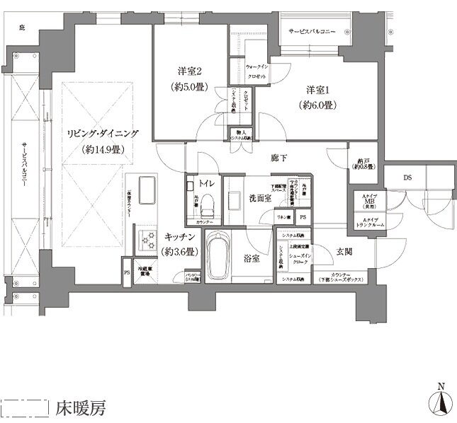 ローレルコート京都河原町三条 間取り Aタイプ