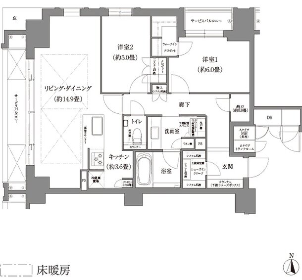 ローレルコート京都河原町三条 間取り Aタイプ