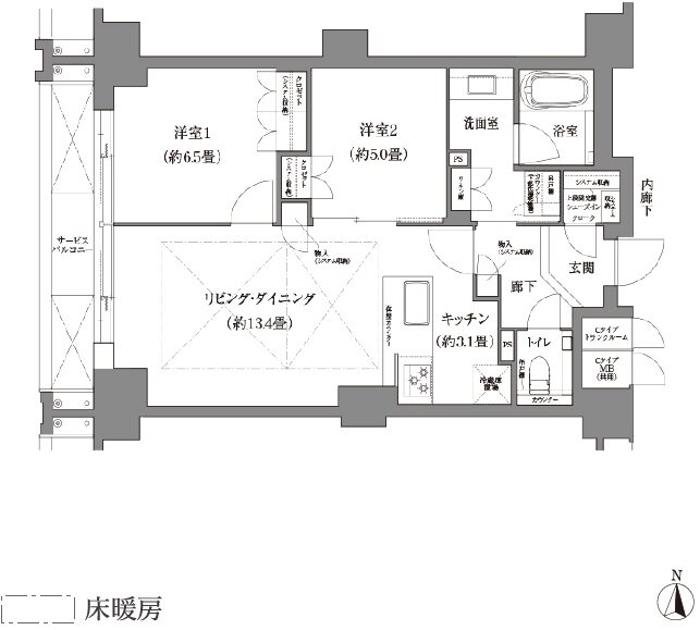 ローレルコート京都河原町三条 間取り Cタイプ