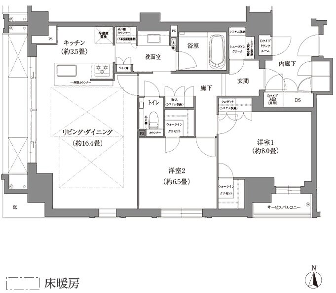 ローレルコート京都河原町三条 間取り Dタイプ