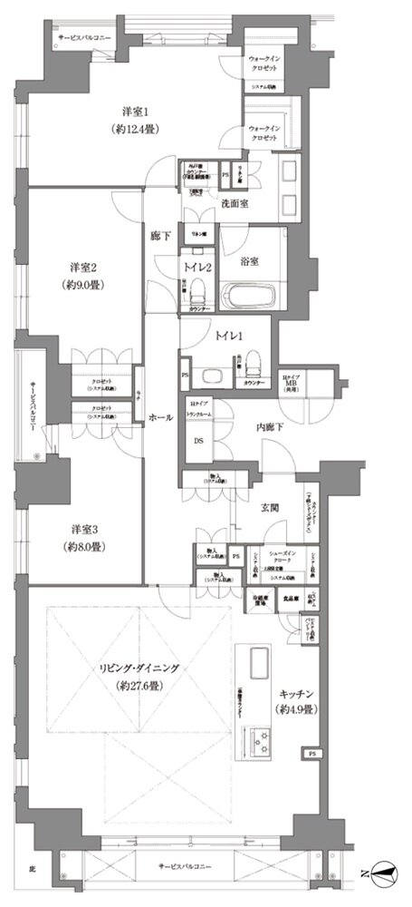 ローレルコート京都河原町三条 間取り Hタイプ