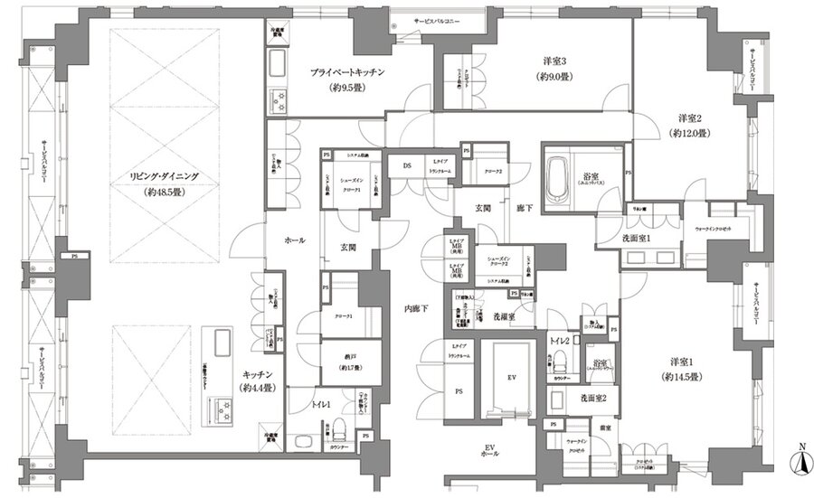 ローレルコート京都河原町三条 間取り Lタイプ