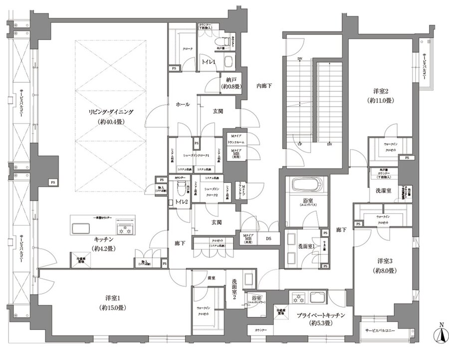 ローレルコート京都河原町三条 間取り Mタイプ
