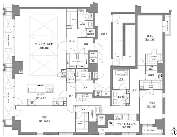 ローレルコート京都河原町三条 間取り Mタイプ