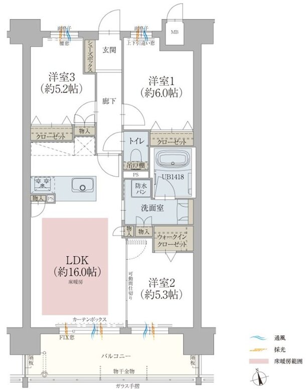 オーヴィジョン新南陽駅前II 間取り B TYPE