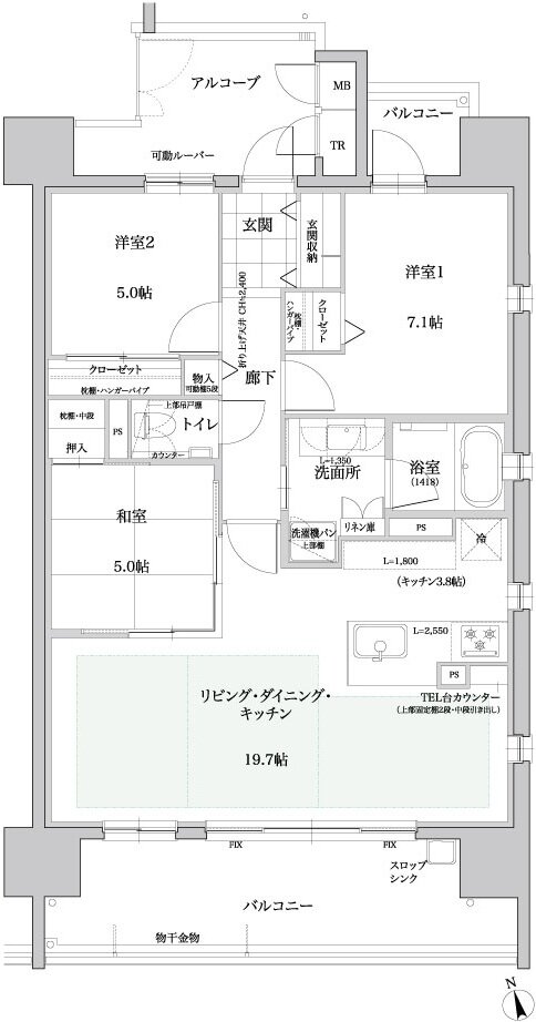 エルグランデ東刈谷 間取り D2 type(セレクトプラン)