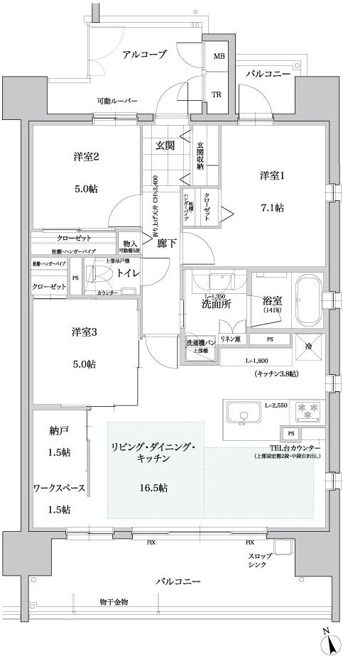 エルグランデ東刈谷 間取り D3 type（セレクトプラン）