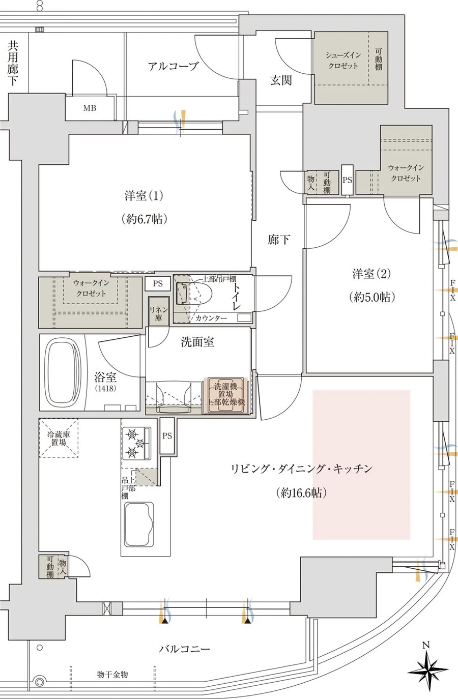 ラシュレ谷町四丁目駅前 間取り E TYPE