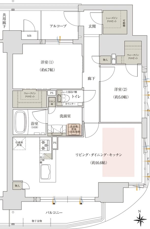 ラシュレ谷町四丁目駅前 間取り E TYPE
