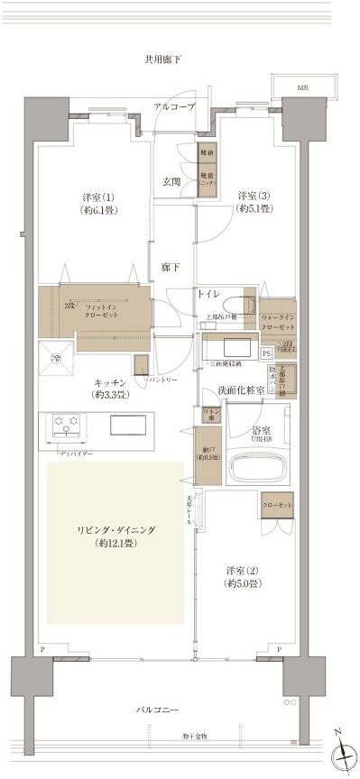 プラウド弦巻ガーデンテラス 間取り B3 type