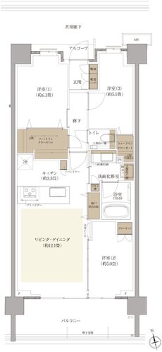 プラウド弦巻ガーデンテラス 間取り B3 type