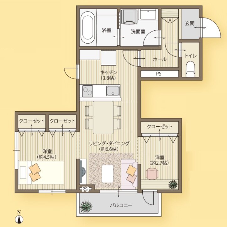 メリディアン市名坂 間取り D type