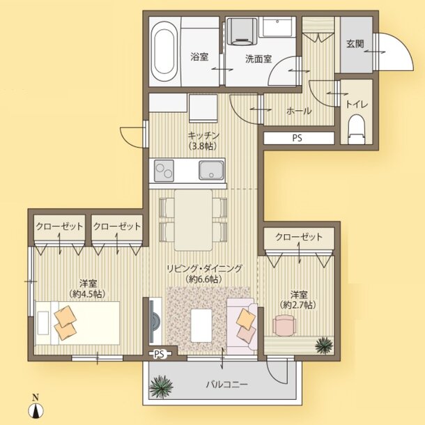 メリディアン市名坂 間取り D type