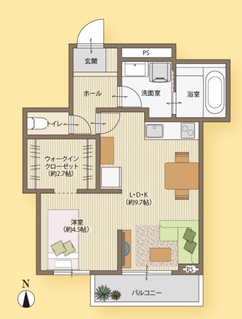 メリディアン市名坂 間取り B type