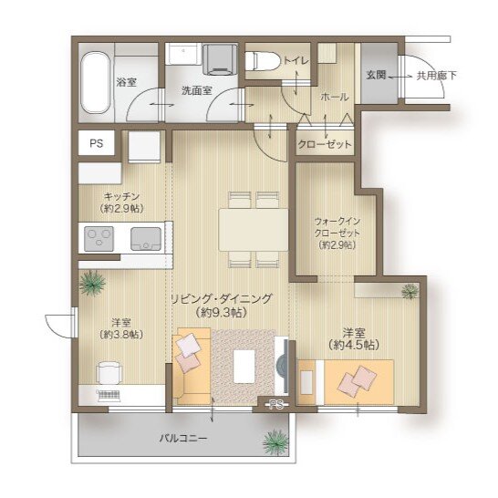 メリディアン多賀城高橋 間取り 201号室
