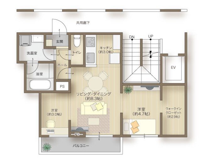 メリディアン多賀城高橋 間取り 202号室