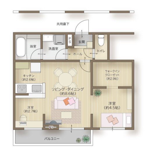 メリディアン多賀城高橋 間取り 203号室