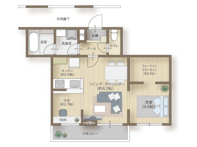 メリディアン多賀城高橋 間取り 204号室