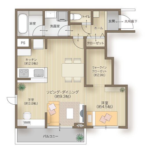 メリディアン多賀城高橋 間取り 301号室