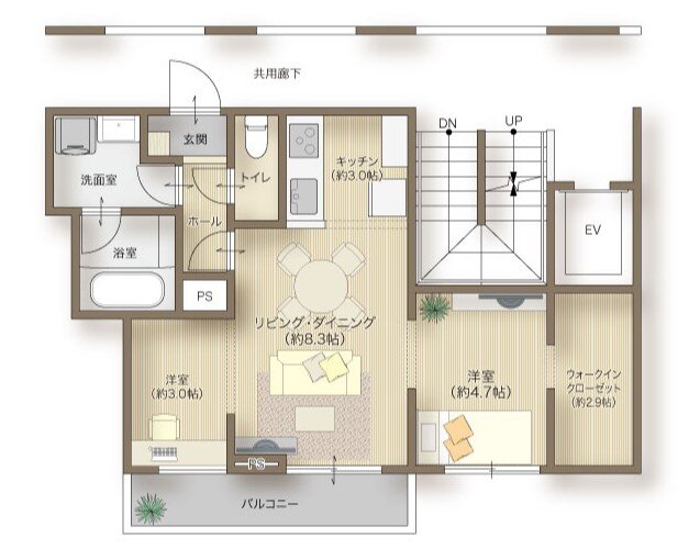 メリディアン多賀城高橋 間取り 302号室