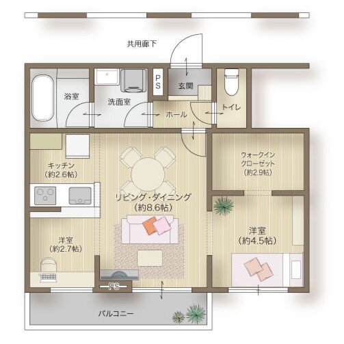 メリディアン多賀城高橋 間取り 303号室