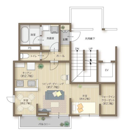 メリディアン多賀城下馬　壱番館 間取り 201号室