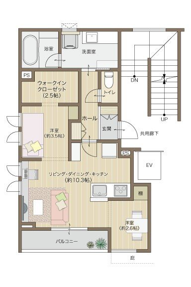 メリディアン柳生 間取り 201号室