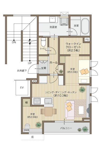 メリディアン柳生 間取り 202号室