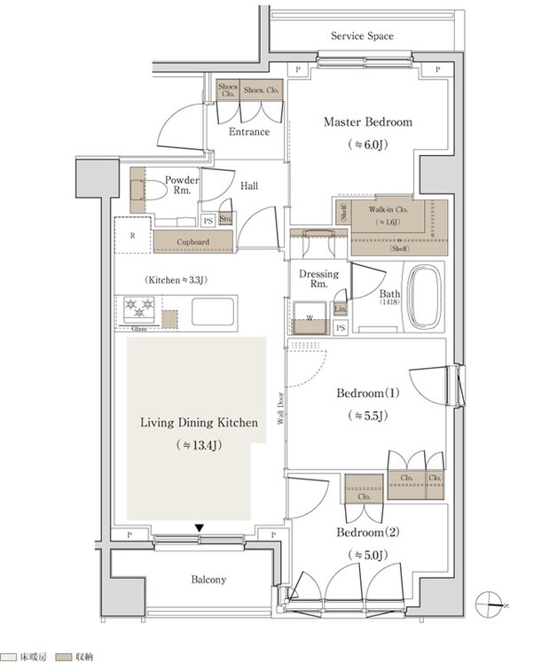 パークホームズ錦糸町北斎通り 間取り Aタイプ