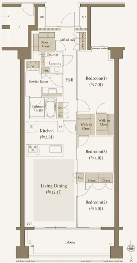プレミスト代沢 Hillside Forest 間取り F type