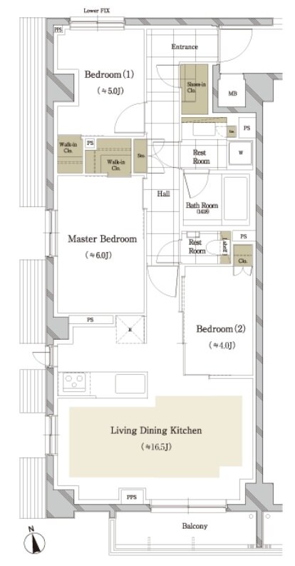 ディアナコート大井町翠景 間取り N type