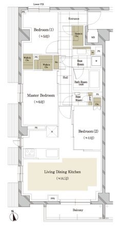 ディアナコート大井町翠景 間取り N type