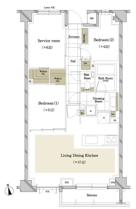 ディアナコート大井町翠景 間取り C type