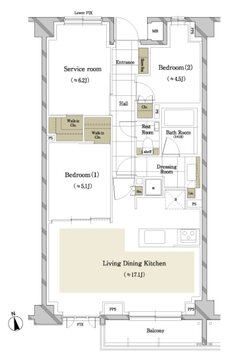 ディアナコート大井町翠景 間取り C type