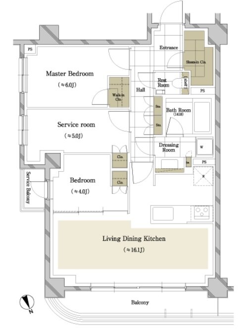 ディアナコート大井町翠景 間取り H type