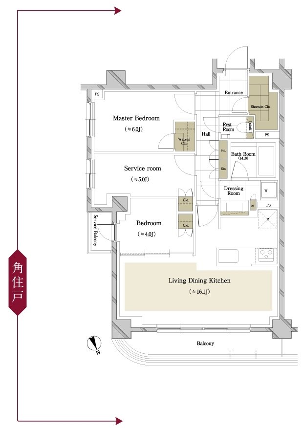 ディアナコート大井町翠景 間取り H type