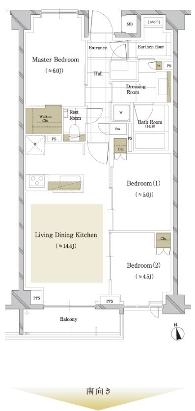 ディアナコート大井町翠景 間取り B type