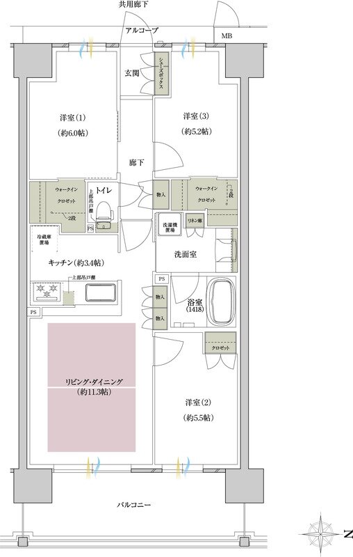 関西圏最大級・JR新快速停車駅・駅徒歩1分プロジェクト 間取り V1タイプ