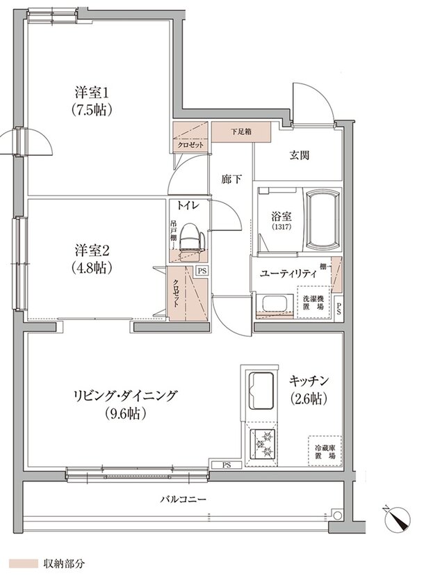 アイムテラス福住 間取り B type（EAST）