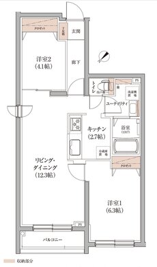 アイムテラス福住 間取り E type（WEST）