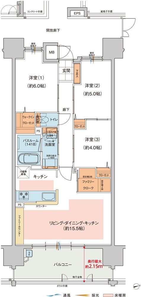 ヴェルディ・ザ・タワー広島Sta. 間取り C1 type（10〜18階）