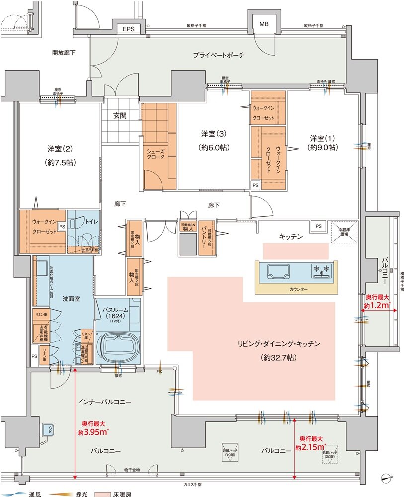 ヴェルディ・ザ・タワー広島Sta. 間取り J type(19・20階)