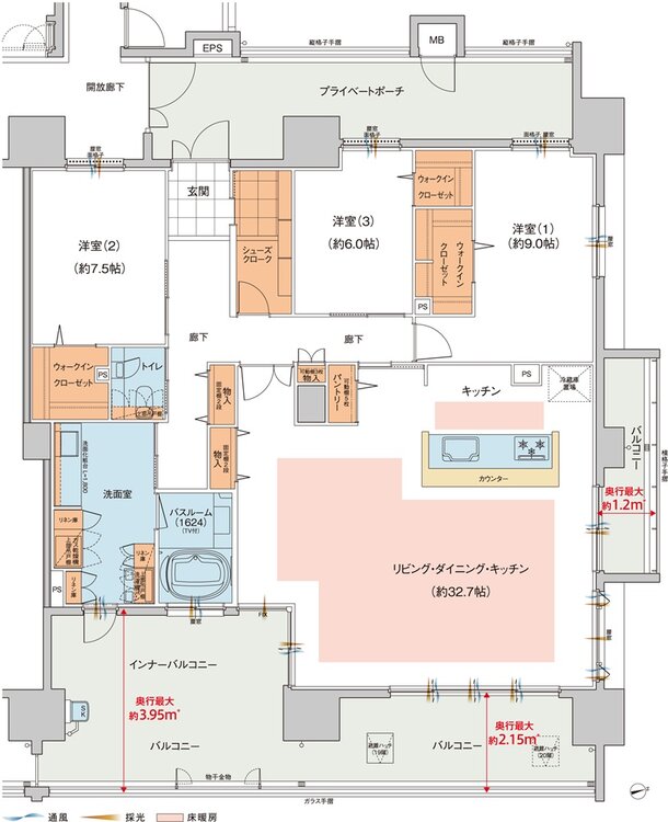 ヴェルディ・ザ・タワー広島Sta. 間取り J type（19・20階）