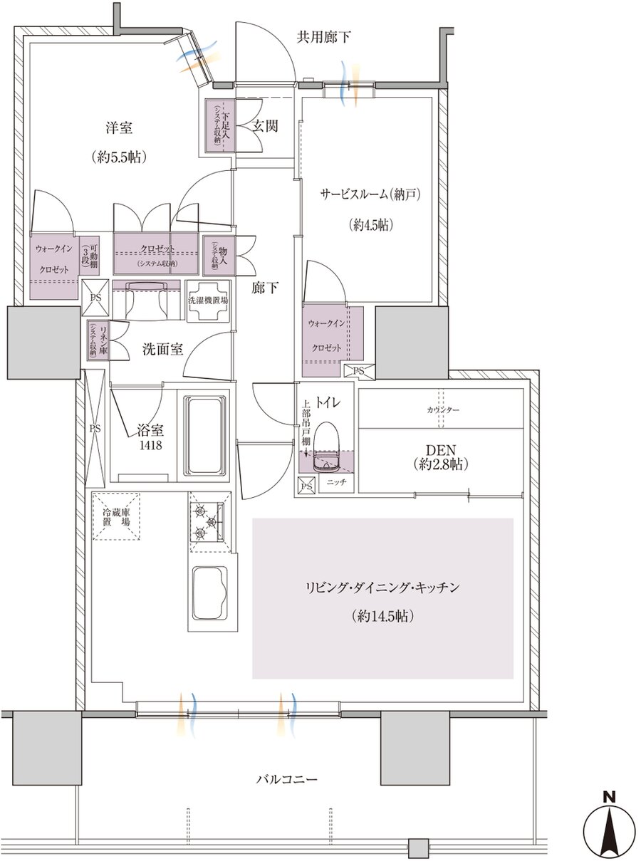レーベン小田原 SKYS THE TOWER 間取り E type