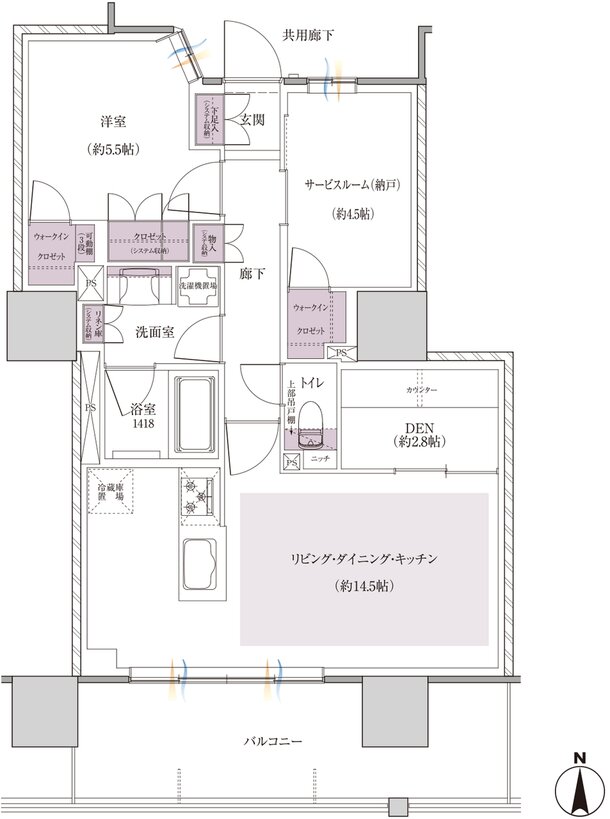 レーベン小田原 SKYS THE TOWER 間取り E type