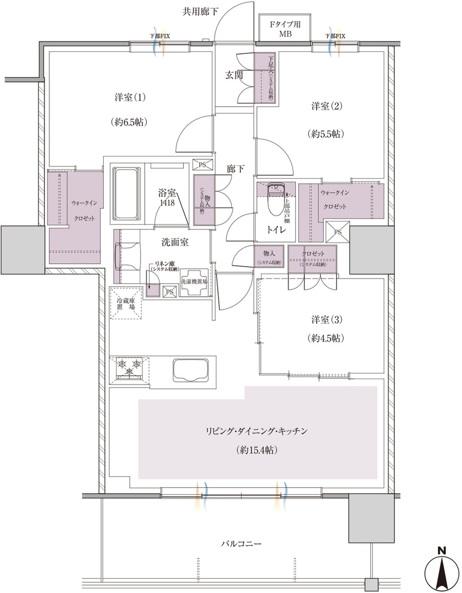 レーベン小田原 SKYS THE TOWER 間取り F type