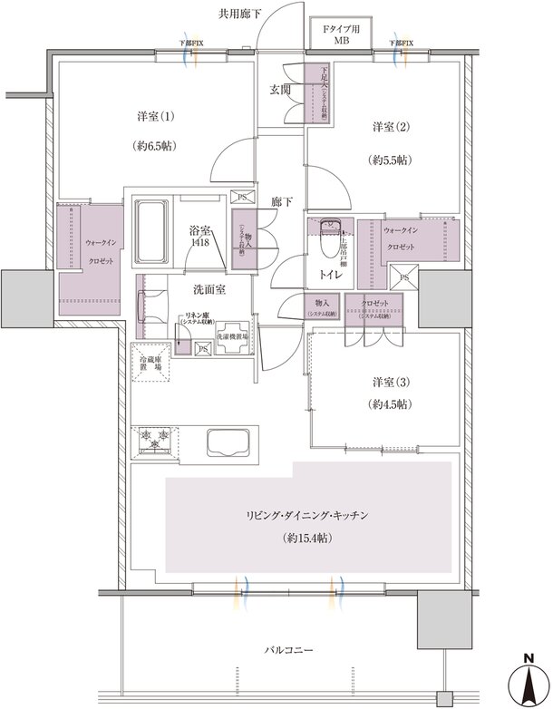 レーベン小田原 SKYS THE TOWER 間取り F type
