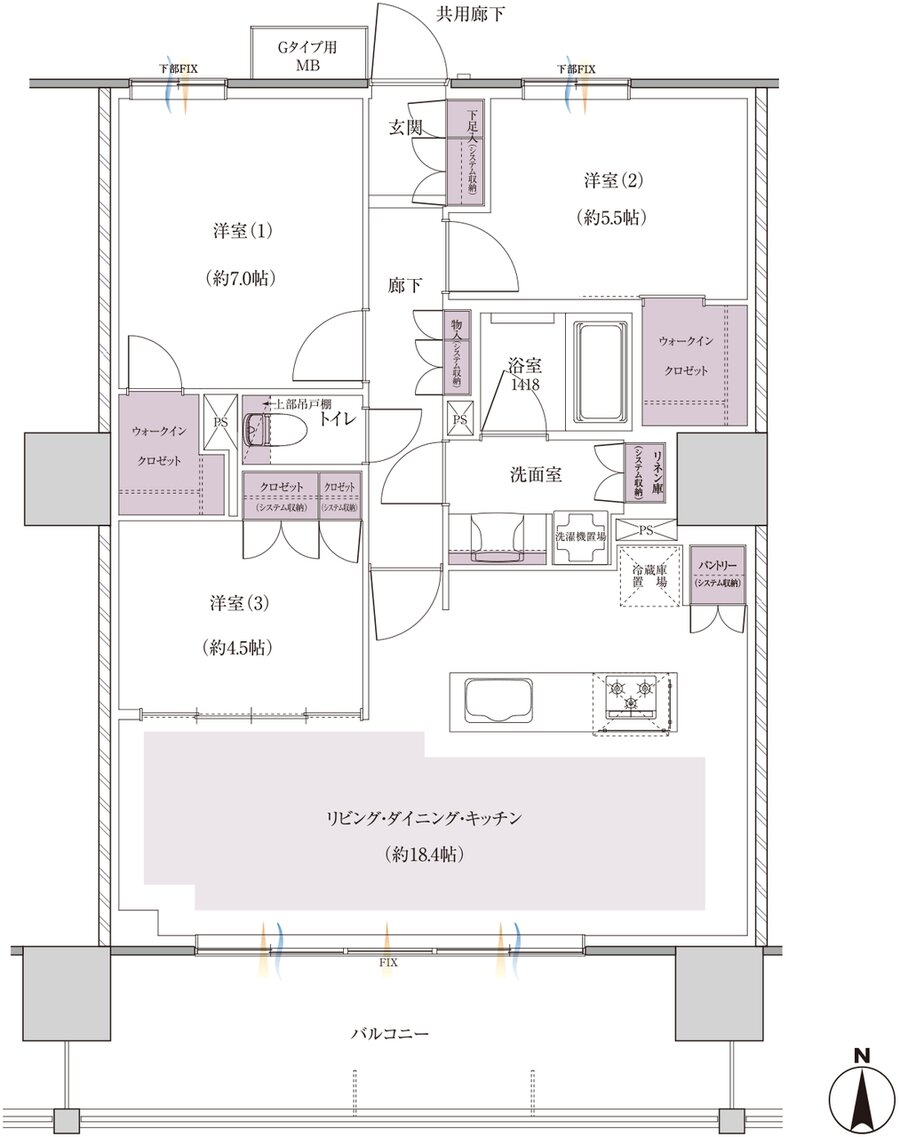 レーベン小田原 SKYS THE TOWER 間取り G type